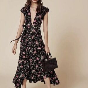 Reformation Floral Midi Wrap Dress